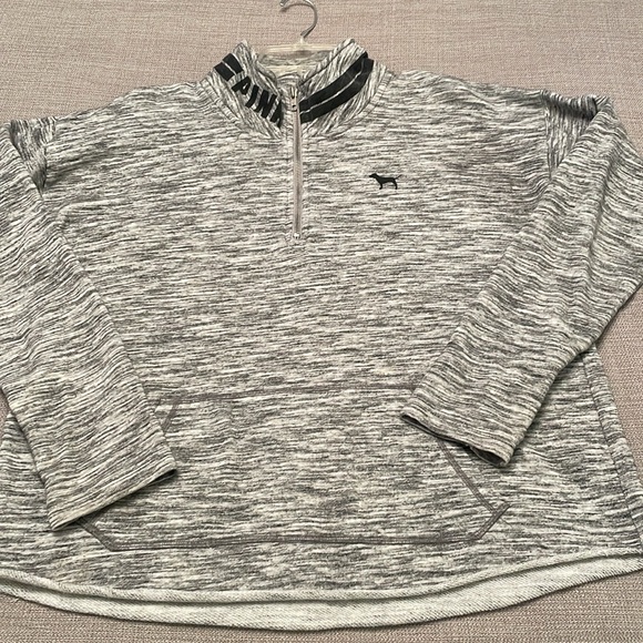 PINK Victoria’s Secret Quarter Zip Sweatshirt Top with Kangaroo Pockets - Picture 10 of 12